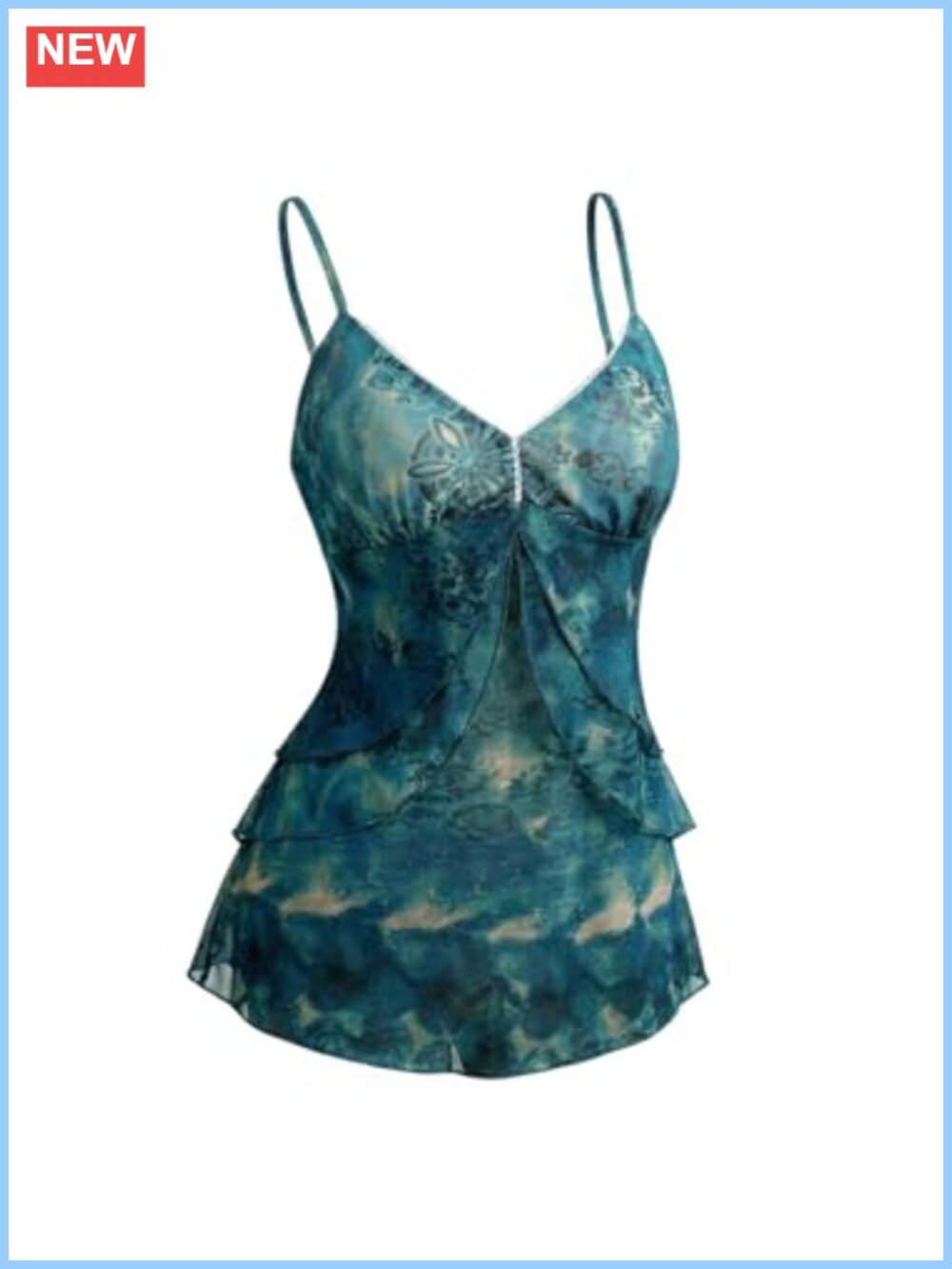 Y2K Floral Mesh Tank Top Sleeveless V-Neck Crop Going Out Top